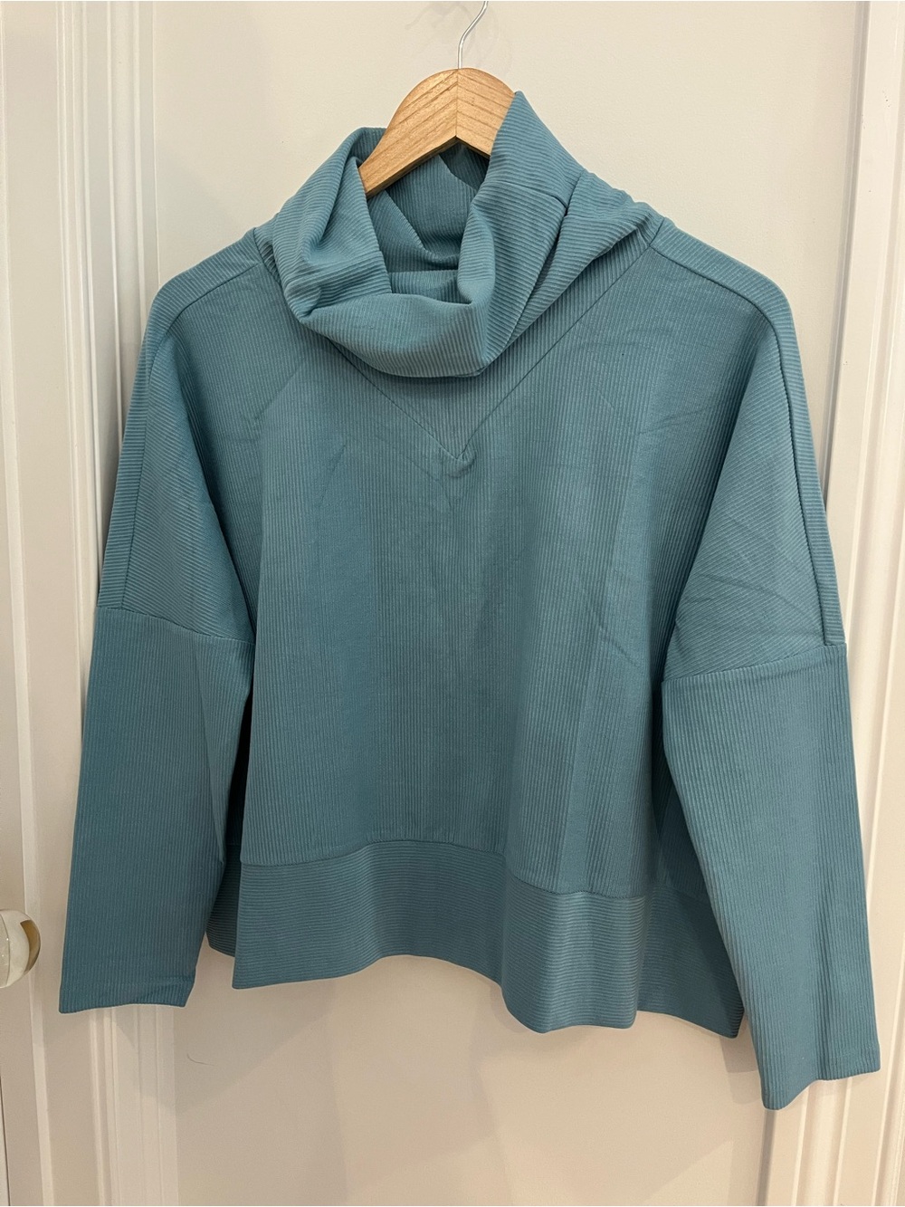 Tuckernuck Ribbed Teal Funnel Cowl Sweater